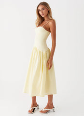 Yvette Corset Midi Dress - Yellow