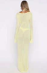 Malta Mermaids Long Sleeve Maxi Dress Lemon