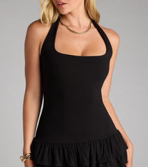All In The Flirt Halter Mini Dress
