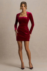 Irresistible | Burgundy Velvet Square-Neck Mini Dress