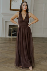 Kamila Tulle Maxi Dress | Espresso