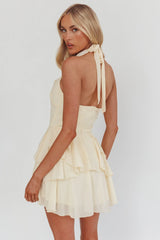 Live Loud Ruffle Layered Hem Mini Dress Cream