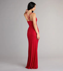 Riley Glitter Ruffle Slit Mermaid Formal Dress