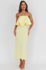 Nerina Strapless Ruffle Neckline Maxi Dress Panna Cotta