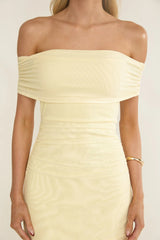 Kiarna Off-Shoulder Mesh Maxi Dress Butter