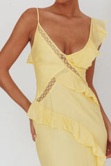 La Estrella Ruffle And Lace Trim Maxi Dress Butter