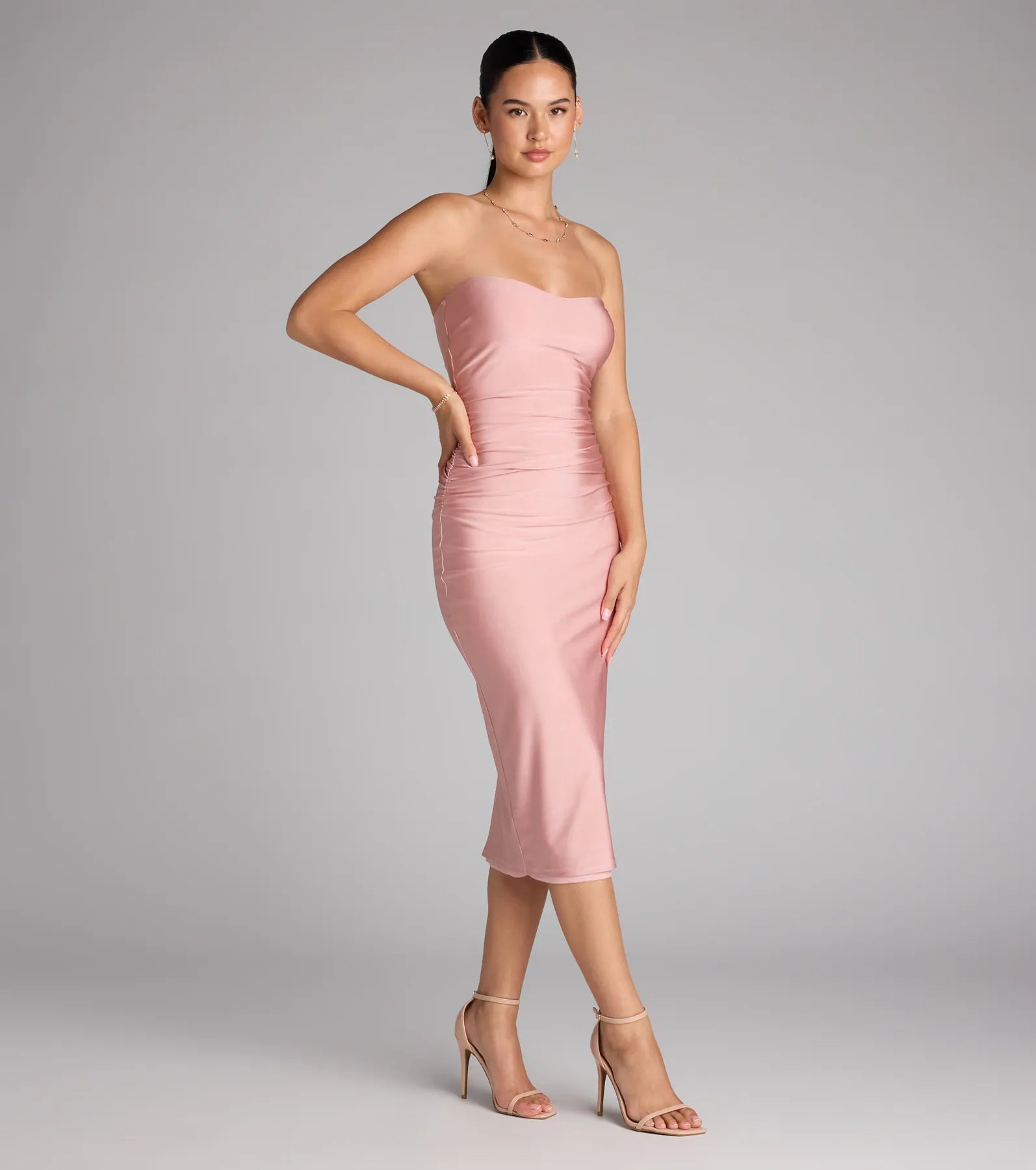 Fabulous Allure Strapless Bodycon Midi Dress