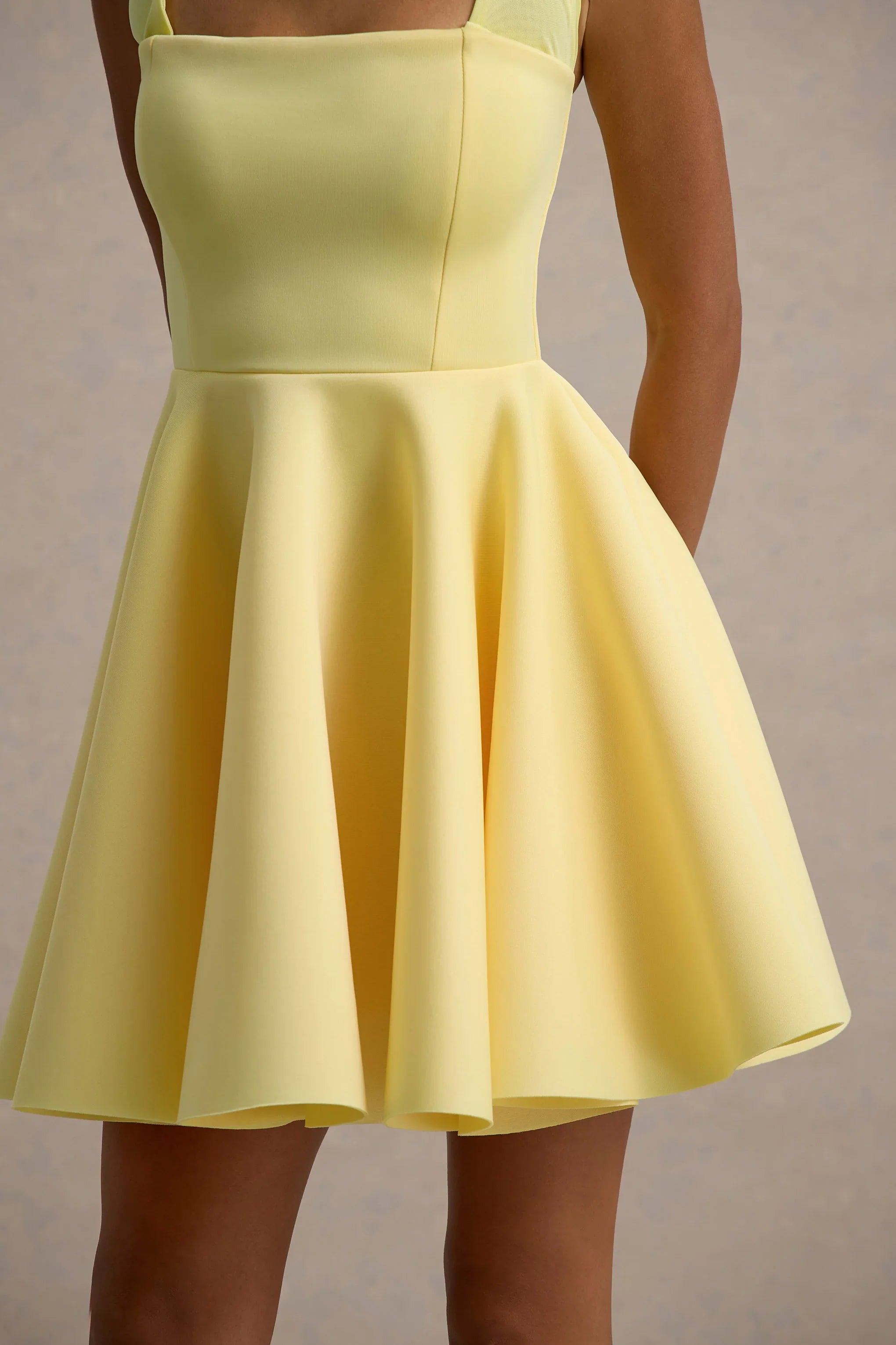 Peggy | Lemon Halter-Neck Skater Mini Dress