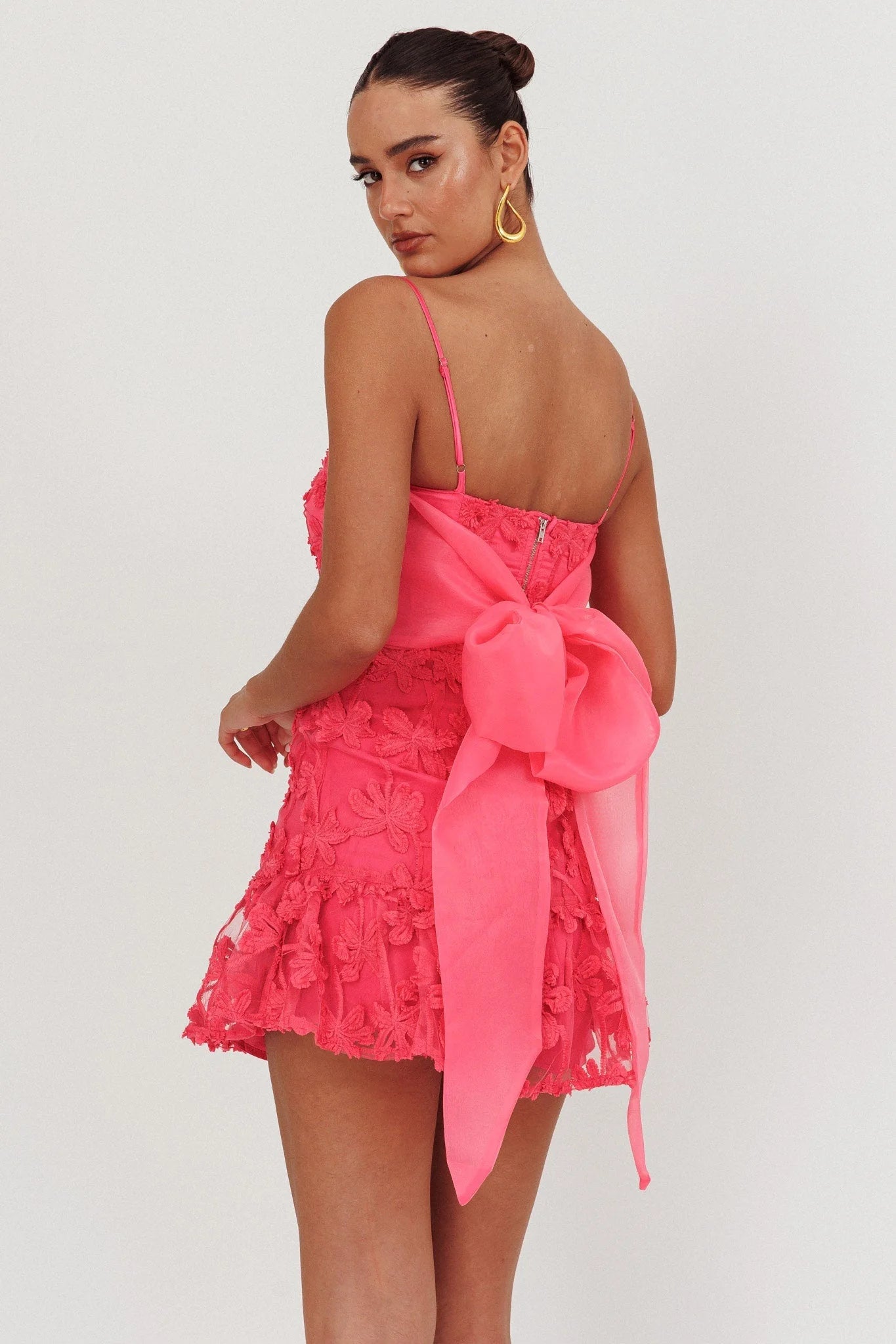 Dori Embellished Mini Dress Palm Tree Pink