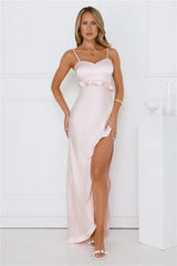 Rosewater Kiss Satin Maxi Dress