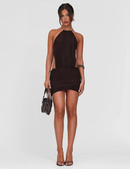 Evanna Mini Dress - Brown : Chocolate