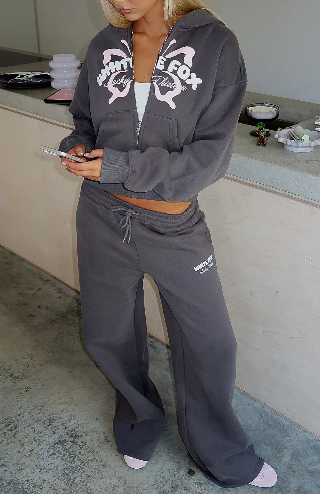 Lucky Thirteen Audrina Wide Leg Sweatpants Volcanic