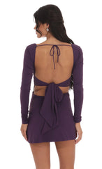 Long Sleeve Side Slit Dress in Purple