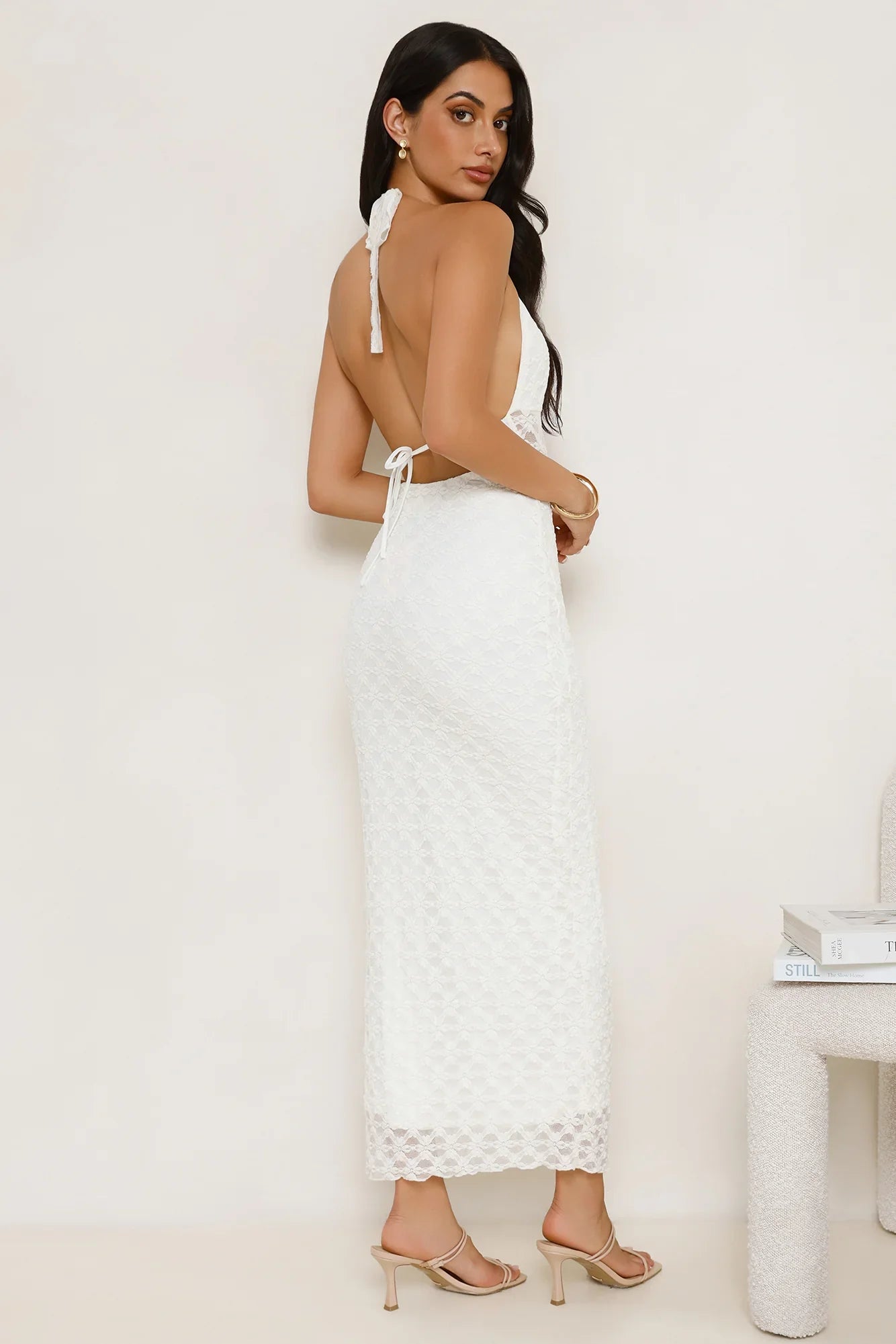 Lace Me Up Halter Maxi Dress