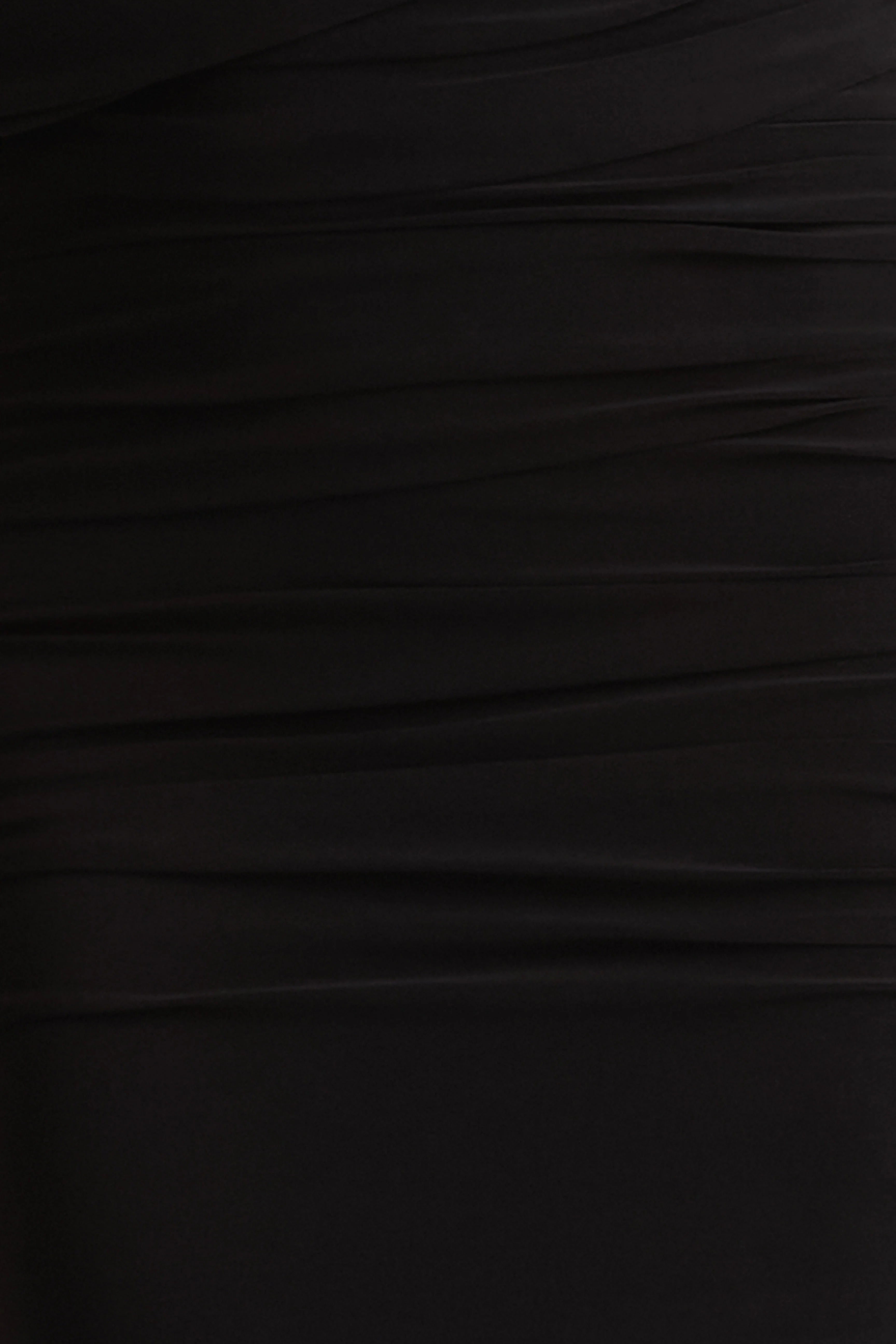 Glitz | Black High-Neck Maxi Dress With Cape Sleeve and Ruched Detail