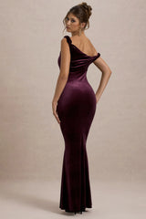 Neeka | Port Velvet Twisted Asymmetric Maxi Dress
