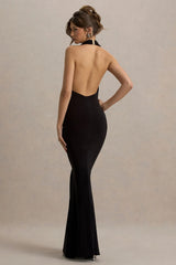 Milani | Black Backless Cowl Neck Fishtail Maxi Dress