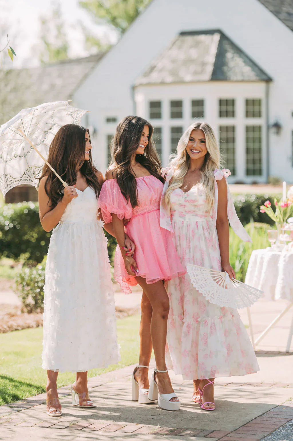 Rosie Shoulder Tie Midi DressPink