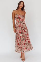 Monday Muse Drop Waist Maxi Dress Floral Red