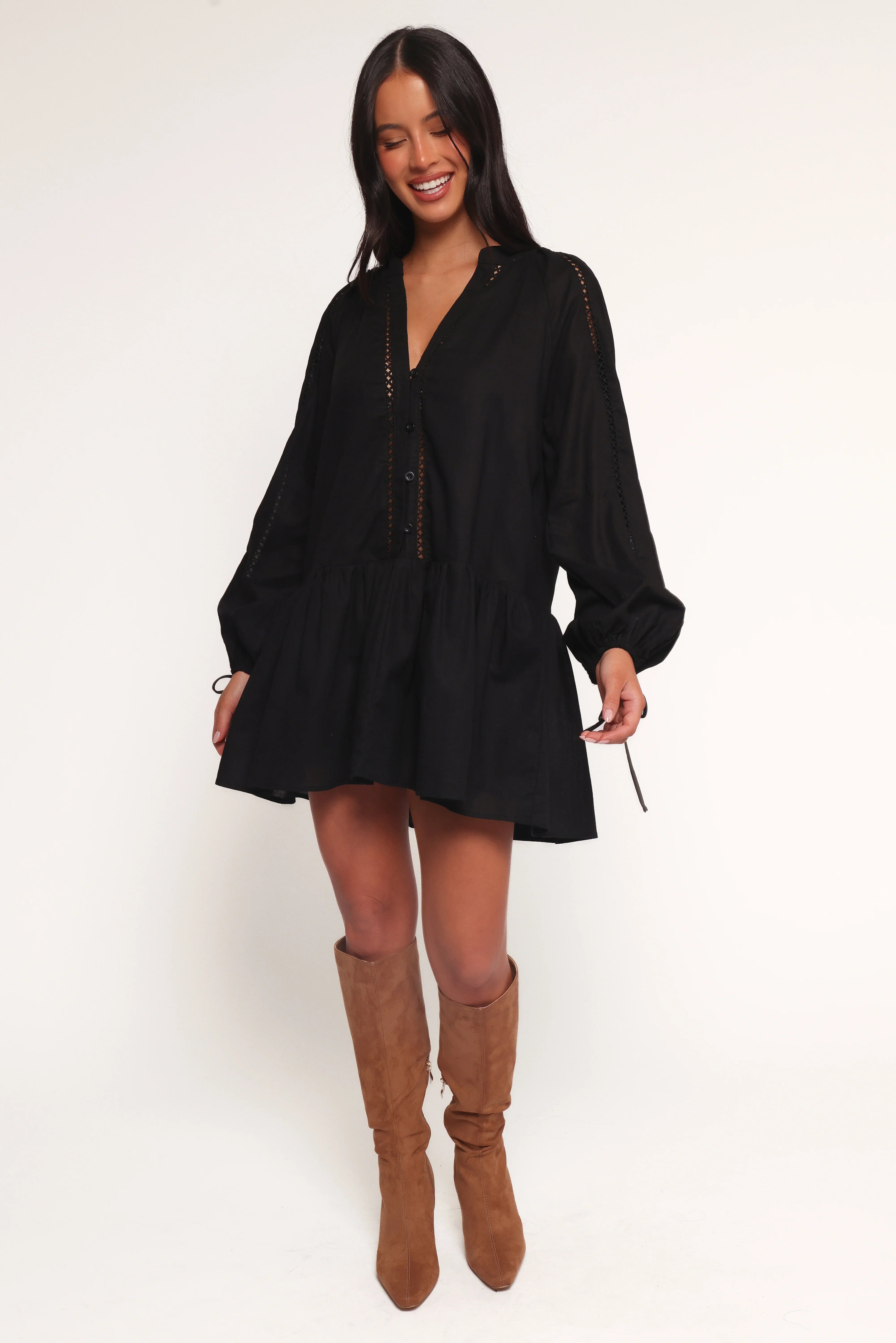 Hart Long Sleeve Mini Dress - Black