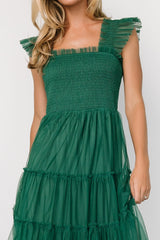Emma Smocked Tulle Dress | Emerald