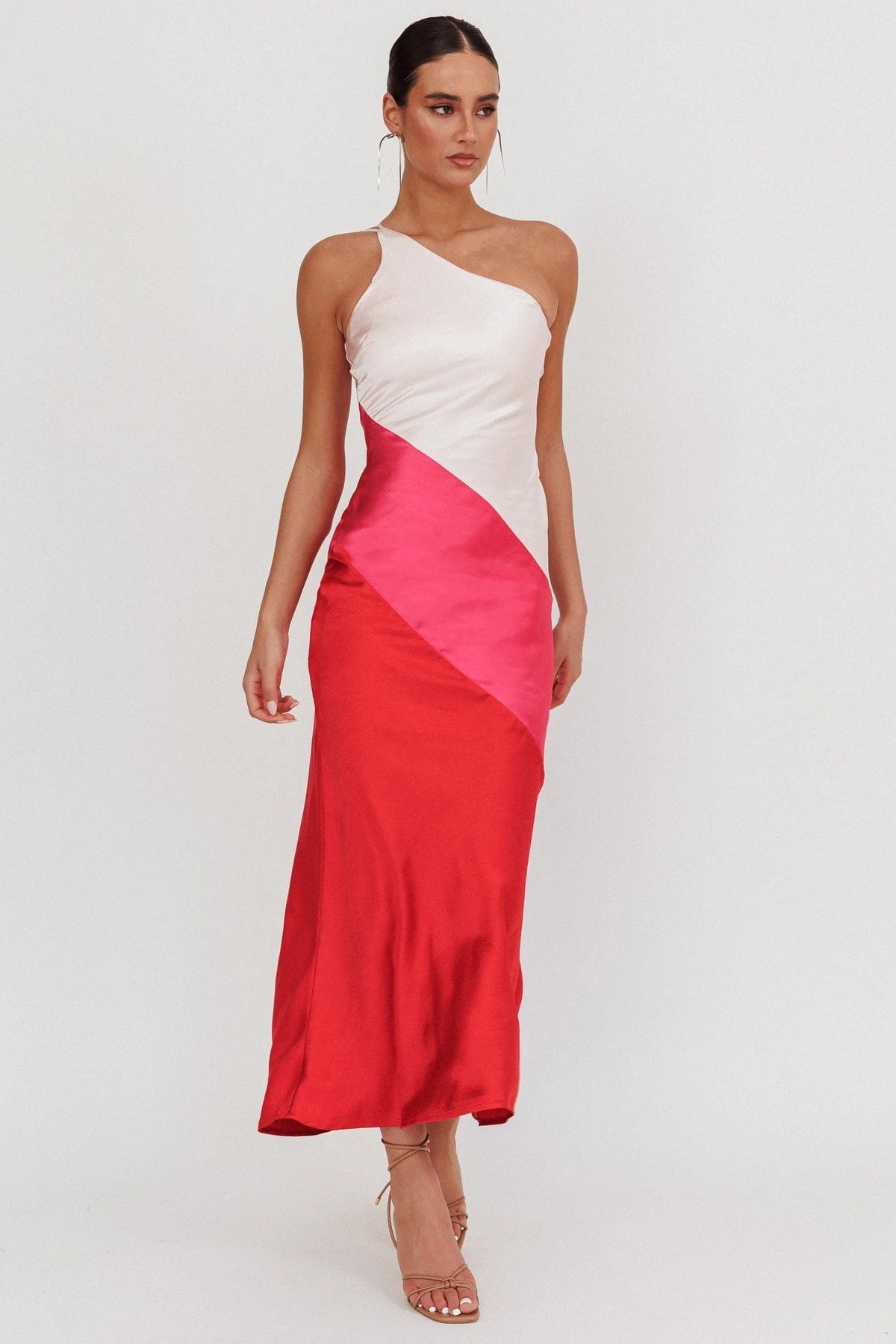Swipe Right One-Shoulder Maxi Dress Pink