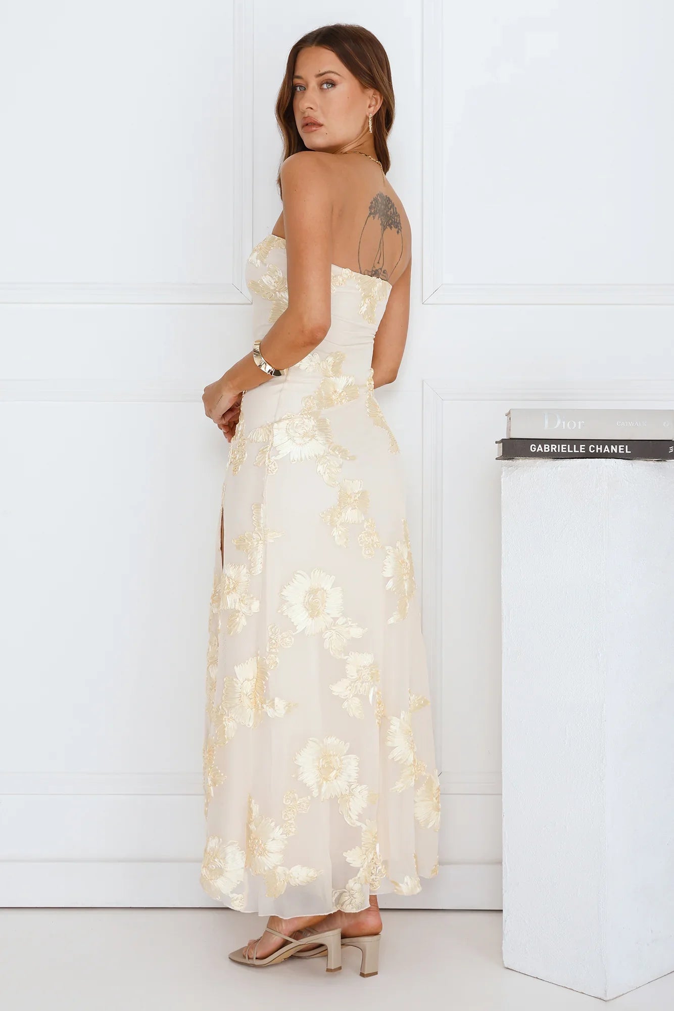 Iconic Influence Strapless Mesh Maxi Dress