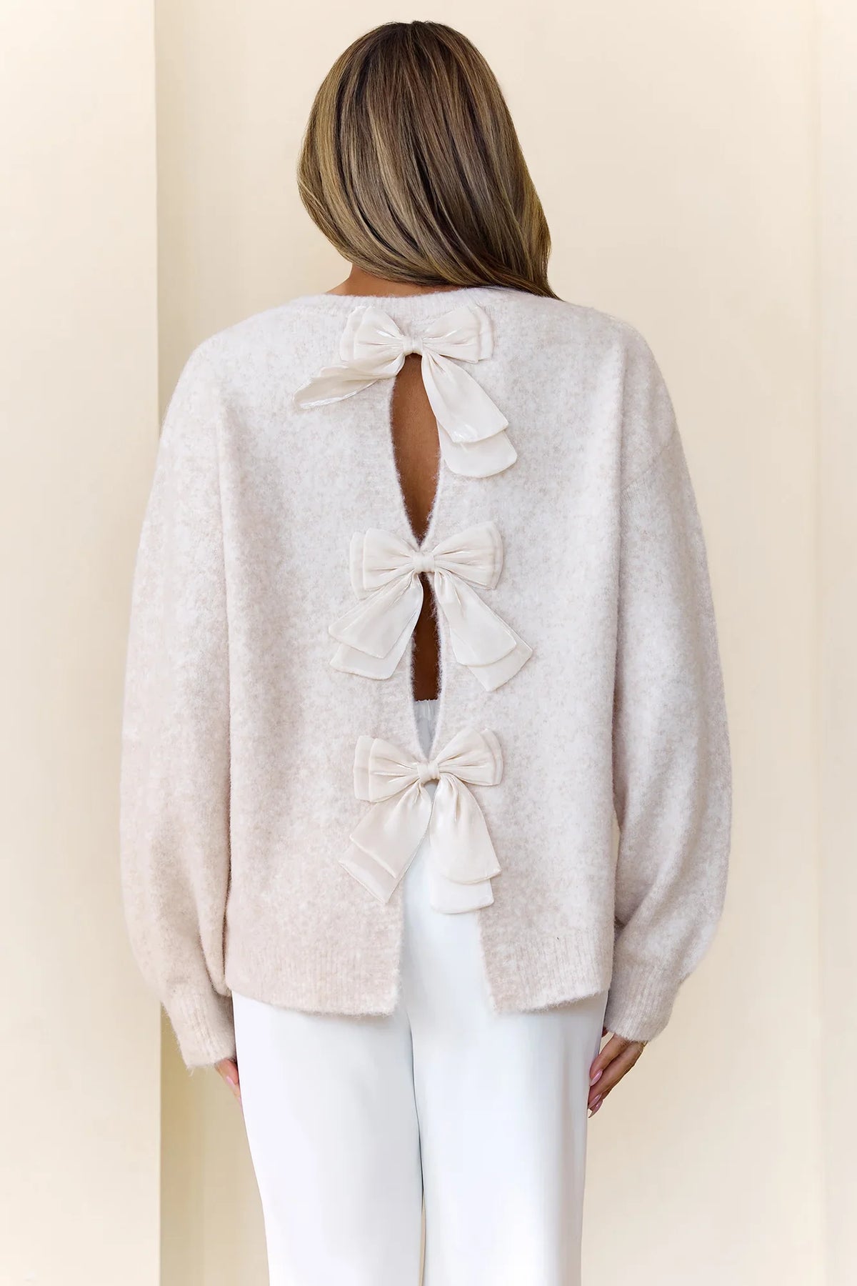 Detailed Back Knit Sweater Oatmeal
