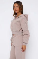 Stay Lifted Cropped Hoodie Cinnamon