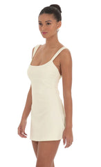Wide Strap Flare Dress in Ivory