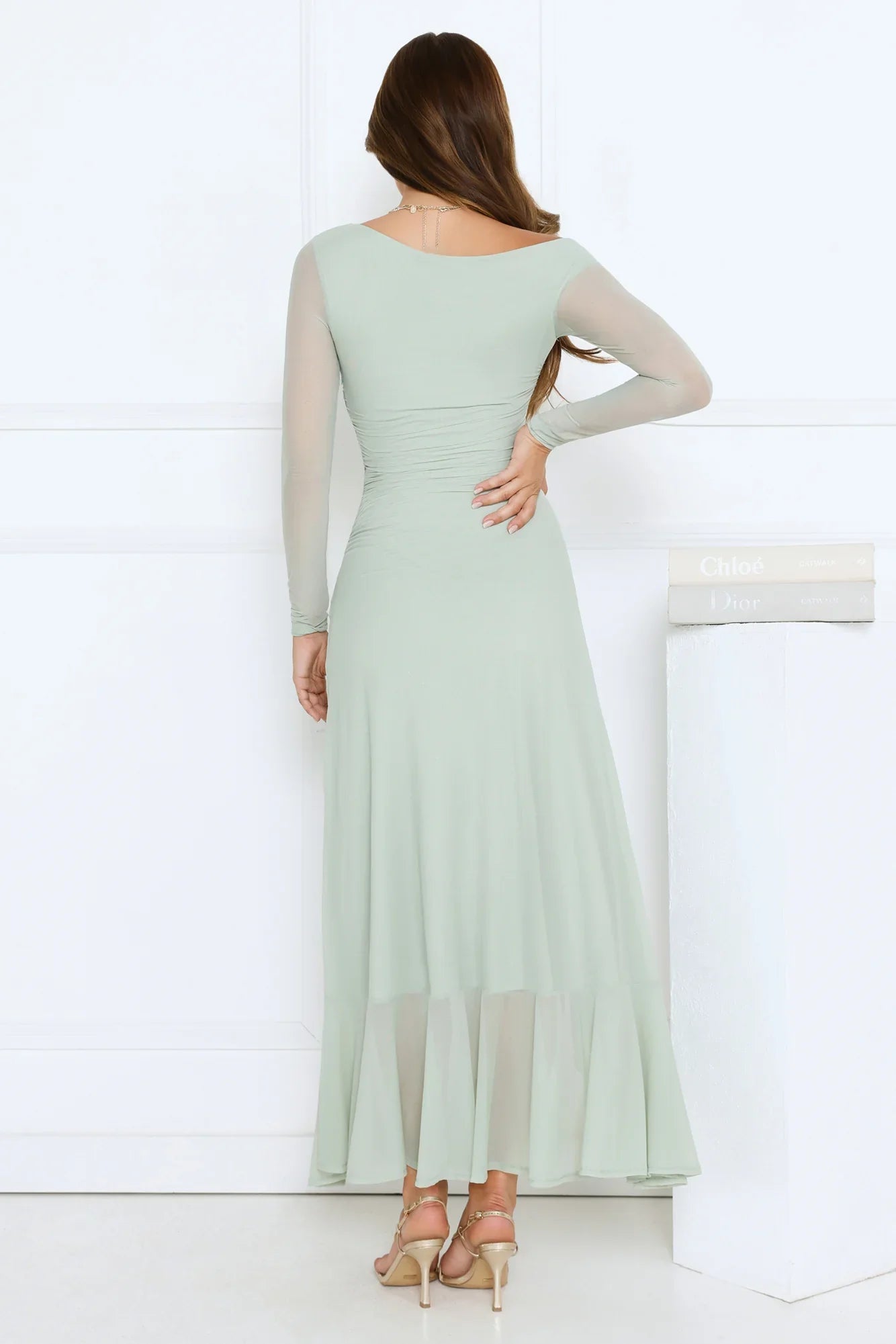 Darling At Dusk Long Sleeve Maxi Dress Sage
