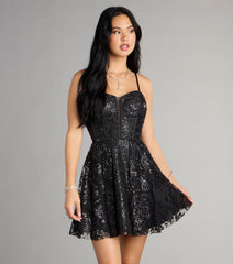 Korrie Glitter Mesh Dress With Pockets