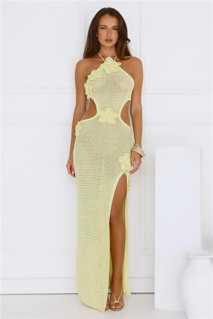 Monaco Sun Knit Halter Maxi Dress