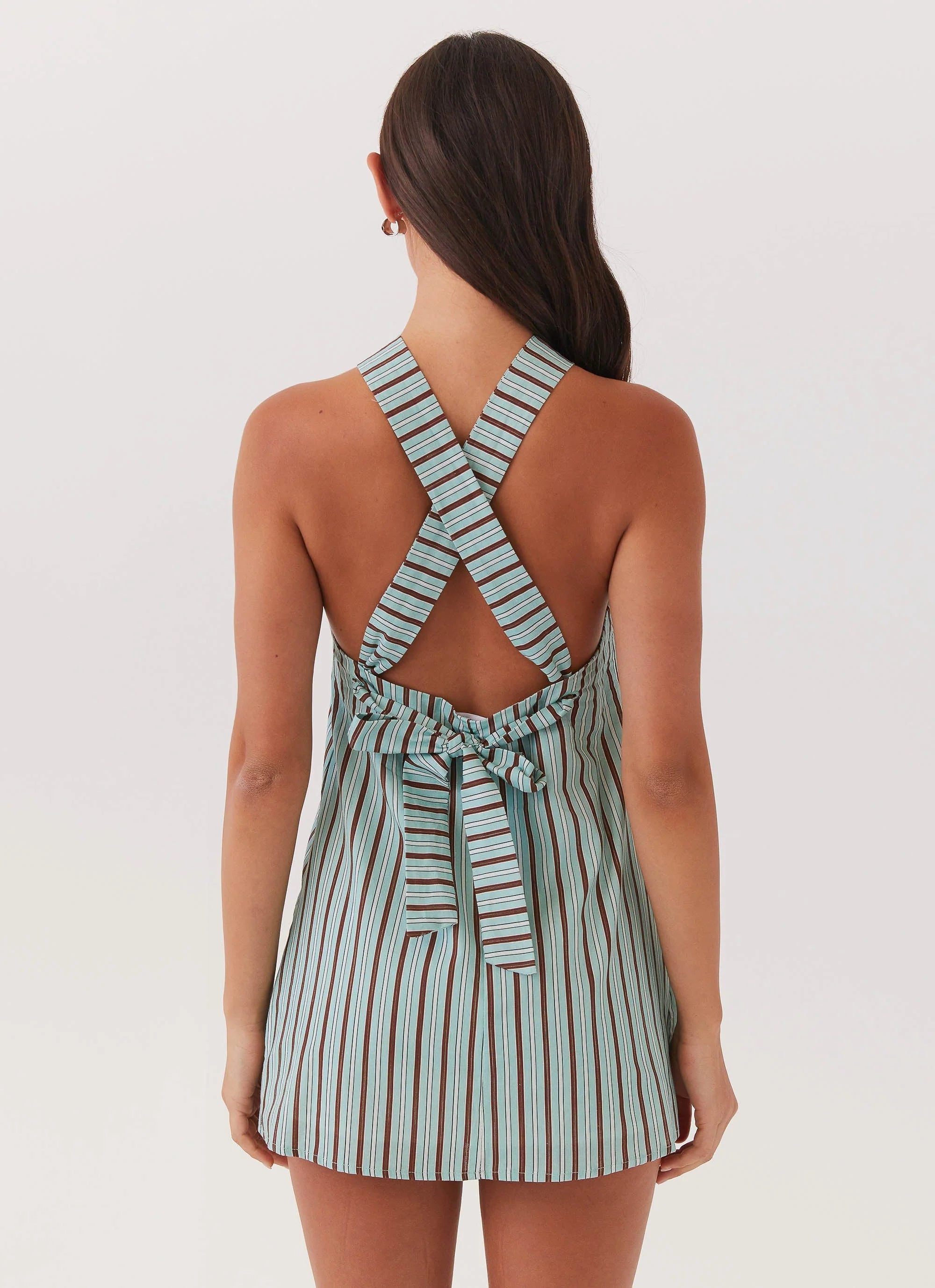 Keira Linen Mini Dress - Coastal Stripe