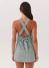 Keira Linen Mini Dress - Coastal Stripe