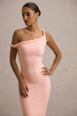 Salome | Pink Twisted Asymmetric Midi Dress