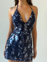 Zana Mini Dress - Navy Sequin
