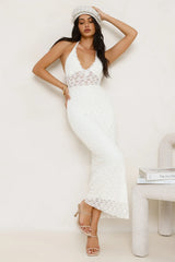Lace Me Up Halter Maxi Dress