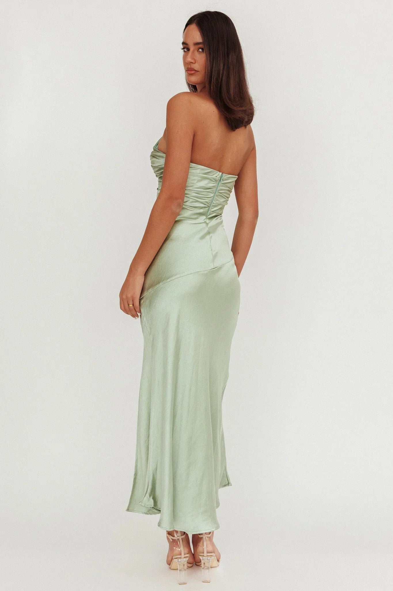 Blaise Asymmetric Neckline Maxi Dress Sage