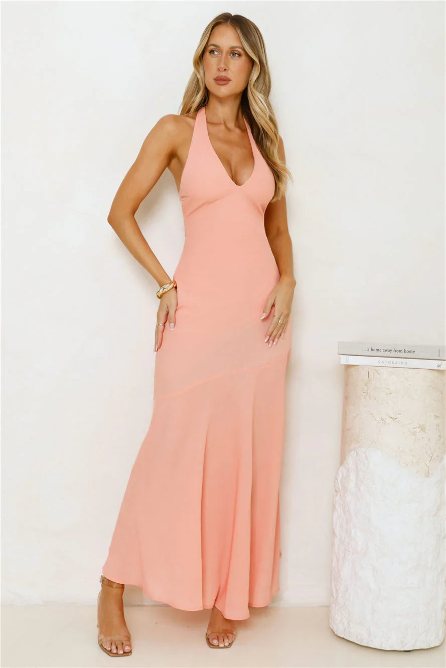 Polished Edge Halter Maxi Dress