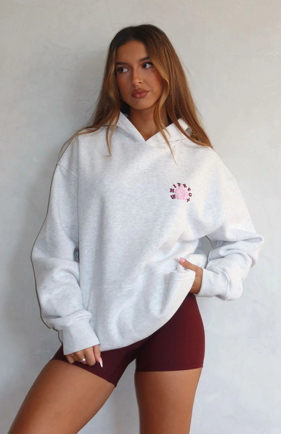 Keep Blooming Oversized Hoodie Grey Marle