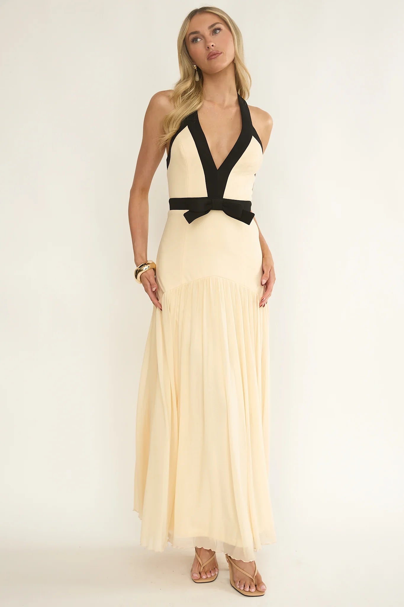 Aven Halter Bow Maxi Dress Butter