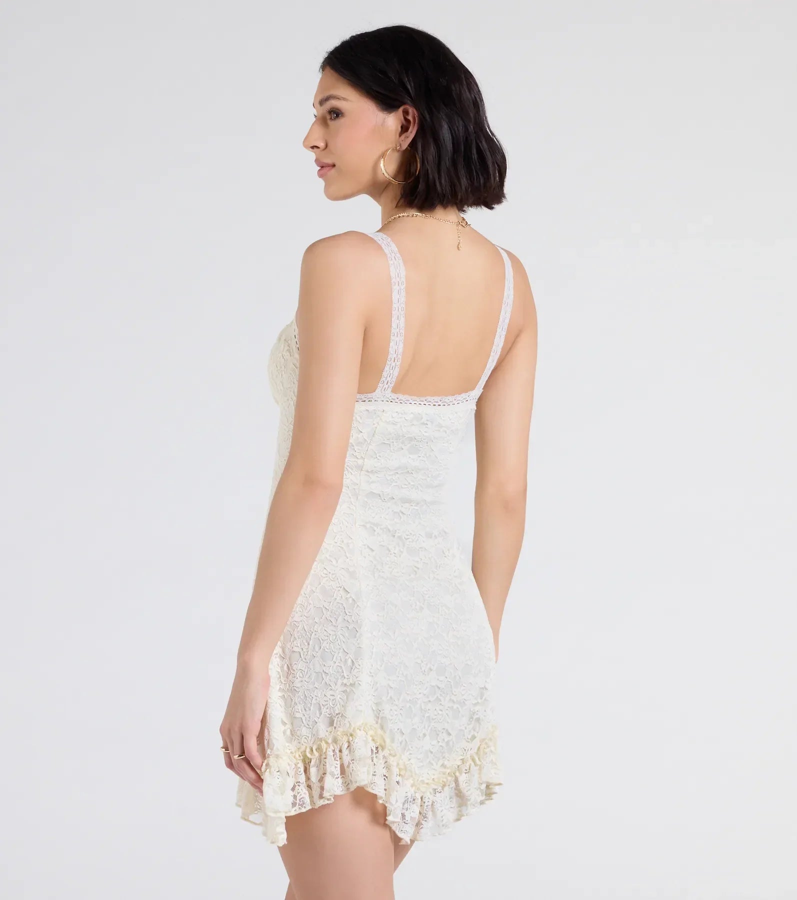 Desert Sun Lace Ruffle Mini Dress