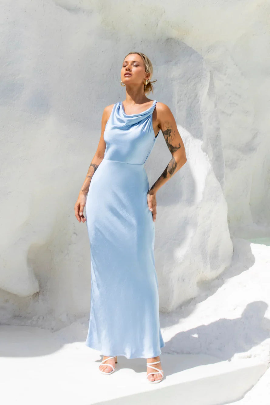Moonlit Palms Satin Maxi Dress
