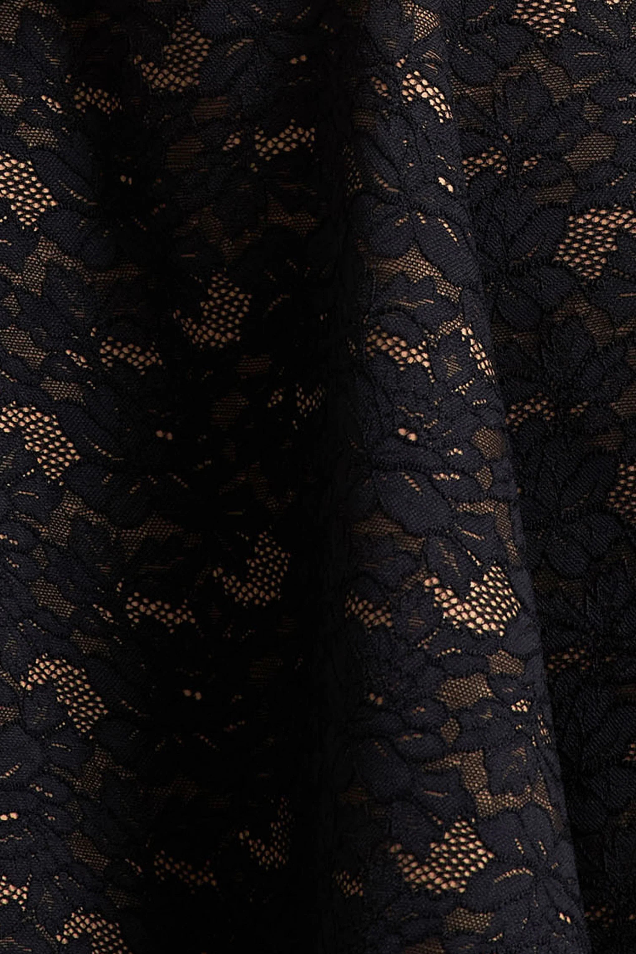 Divine | Black Lace Embellished Crew-Neck Mini Dress