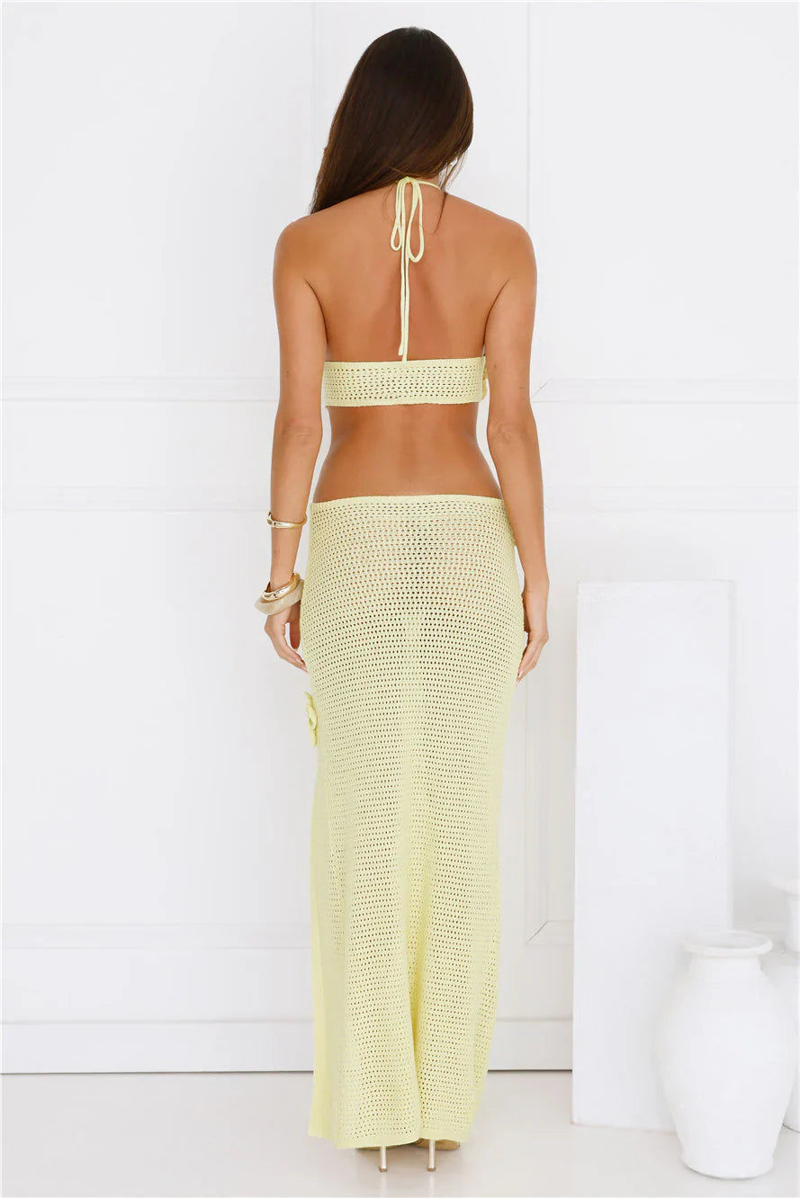 Monaco Sun Knit Halter Maxi Dress
