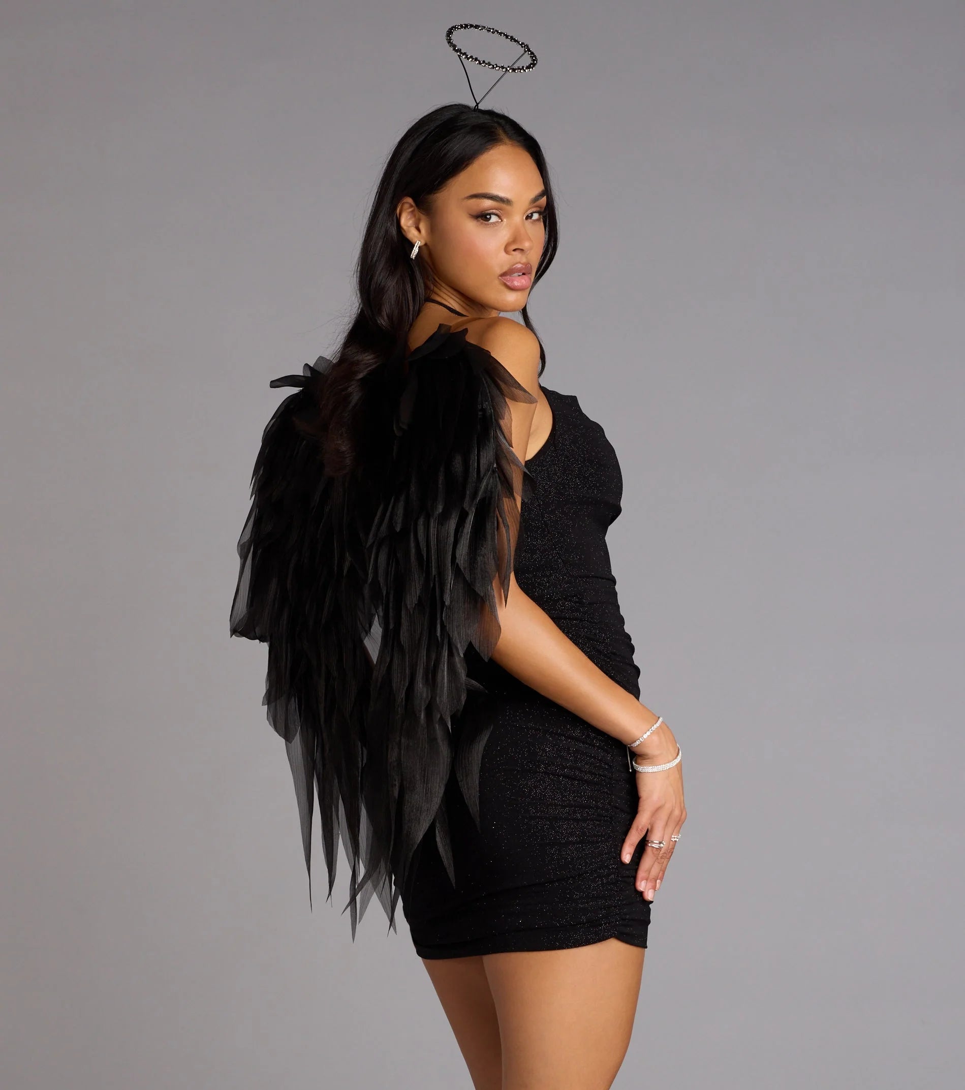 Under My Spell Glitter Halter Mini Dress