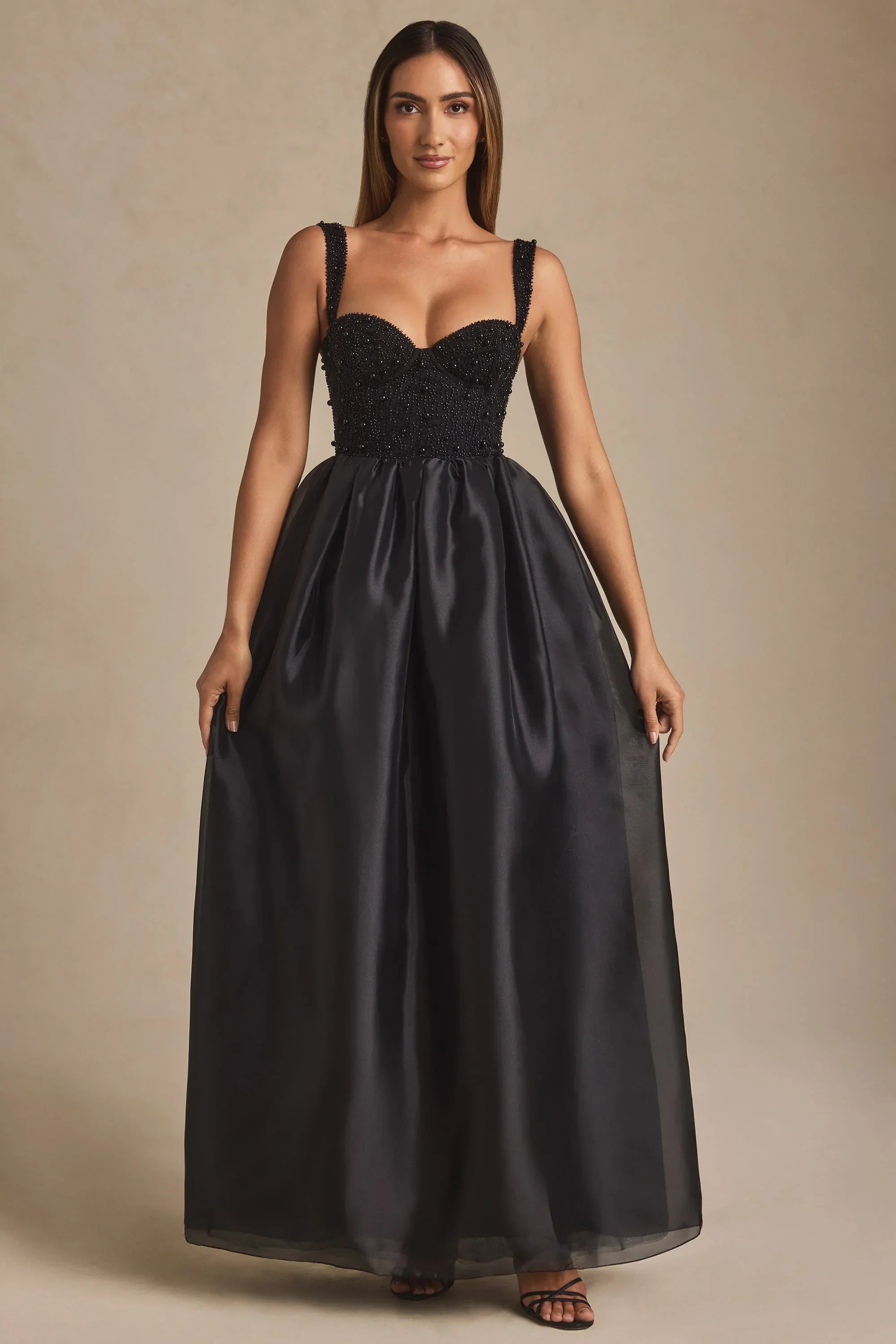 Embellished Corset Gown in Black