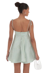 Sheen Flare Babydoll Dress in Sage Green