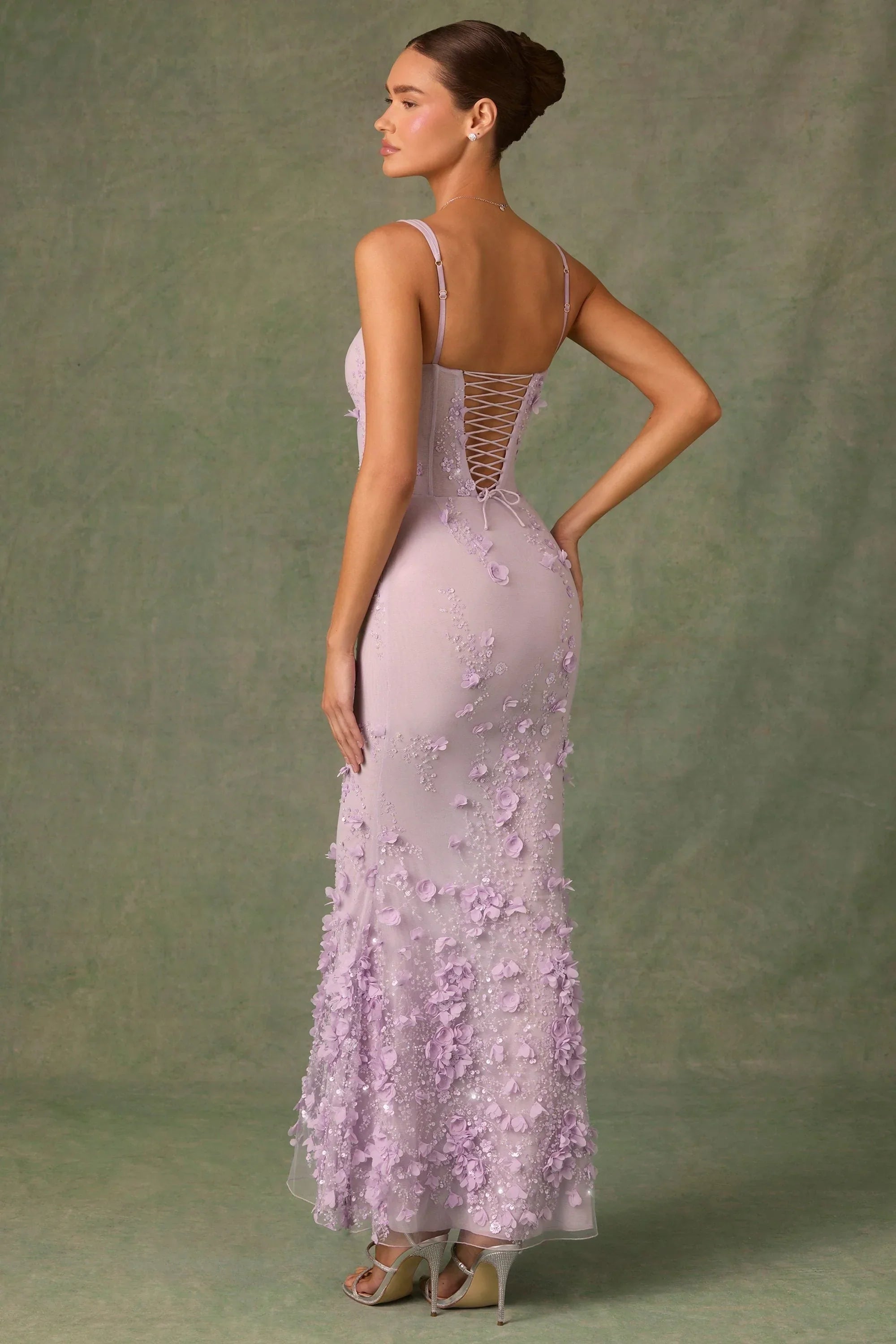 Embellished Fishtail Corset Gown in Lilac